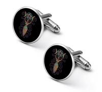 Wicca Wiccan Triple Moon Gaia Pattern Round Cufflinks, Tuxedo Shirt Cufflink for Groom Husband Father Boyfriend Gift
