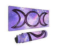 Wicca Wiccan Triple Moon Purple Mouse Pad XL Extended Desk Mat, Non Slip Rubber Base Stitched Edge Gaming Pc Desktop Large Mice Pad,31.5 x 11.8 Inch