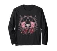 Wiccan Crescent Goth Moth Floral Moons Dark Vintage Romance Long Sleeve T-Shirt