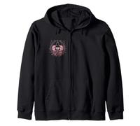 Wiccan Crescent Goth Moth Floral Moons Dark Vintage Romance Zip Hoodie