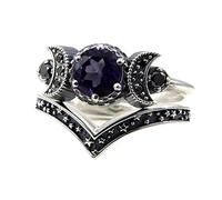 Wiccan Jewelry Ring, Adjustable Fashionable Ring Hope for Wisdom Beautiful Amethyst Rings for Women Men Girls Boys