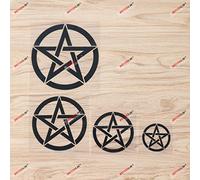 Wiccan Pagan Pentagram Pentacle Round Vinyl Decal Sticker - 4 Pack Black, 5.1cm, 7.6cm, 10.2cm, 12.7cm - for Car Laptop Window Phone