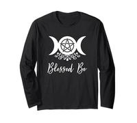 Wiccan Pagan Witch Triple Moon Goddess Pentacle Blessed Be Long Sleeve T-Shirt