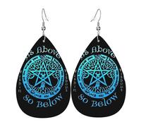 Wiccan Pagan Witch Tripple Moon Pentagram Leather Earring Printed Leather Earrings Fashion Earring For Beach Women