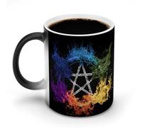 Wiccan Pentagram Cute Color Changing Mug Ceramic Heat Sensitive Mugs Magic Coffee Cup with Handle 12 Oz
