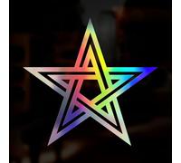 Wiccan Pentagram Pentacle Symbol Vinyl Decal Sticker, Iridescent Chrome Reflective Holographic Vinyl for Car, Van, 4x4, Bike, Laptop, Window, Mirror, Wall, Pagan Witchcraft Magical Symbol