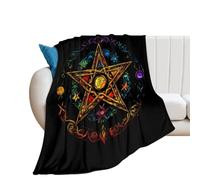 Wiccan Pentagram Witchcraft Magic Pagan Star Flannel Throw Blankets Soft Warm Couch Blanket for Bed Chairs 30"*40"（76 * 100cm）
