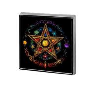 Wiccan Pentagram Witchcraft Magic Pagan Star Square Badge Cute Heart Brooch Pins Button Badges for Backpack Jackets Hats Decor
