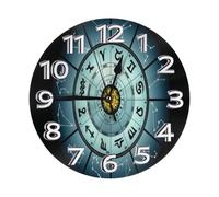 Wiccan Symbol Protection Mandala Runes Round Clocks Modern Wall Clock Decorative Quartz Clocks For Classroom School Kitchen 25Cm