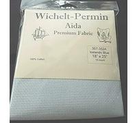 Wichelt Permin Aida Premium Fabric 14 Count 18" x 25" Icelandic Blue