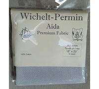 Wichelt Permin Premium AIDA Cross Stitch Fabric 14 Count Touch of Grey 18" x 25"…