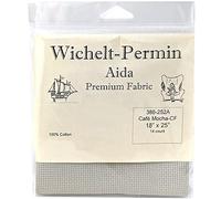 Wichelt Permin Premium AIDA Cross Stitch Fabric 14 Ct. Cafe Mocha, Coutry French 18 x 25 in.