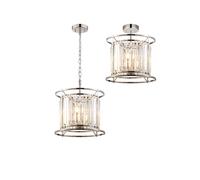 Wichita 3 Light Dual Mount Ceiling Pendant - Polished Nickel with Clear Glass