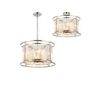 Wichita 6 Light Dual Mount Ceiling Pendant - Polished Nickel with Clear Glass