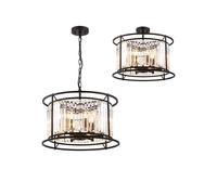 Wichita 6 Light Dual Mount Ceiling Pendant - Satin Black with Clear Glass
