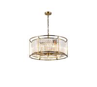 Wichita 8 Light Dual Mount Ceiling Pendant - Antique Brass with Clear Glass