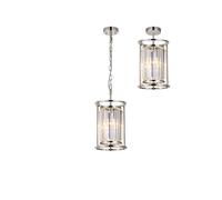Wichita Single Dual Mount Ceiling Pendant Light - Polished Nickel with Clear Glass