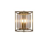 Wichita Twin Flush Wall Light - Antique Brass with Clear Glass