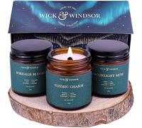 Wick & Windsor | Scented Candle Gift Set | Aurora Collection | 3 Luxury Soy Wax Candles | Wooden Wick | 3×100g | Lavender, Juniper & Vanilla | Gift for Women - Birthday, Christmas & Valentine's Day