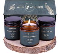 Wick & Windsor | Scented Candle Gift Set | Secret Garden Collection | 3 Luxury Soy Wax Candles | Wooden Wick | 3×100g | Peony, Wisteria & White Lily | Gift for Women - Mother's Day, Birthday