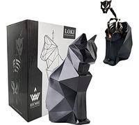 Wick Works Loki Cat Skeleton Candle | Reveal Polished Steel Frame | 7” H | Longest Burn Time! | Beautiful Gift Box | Home or Office Decor| Unique Gifts for Cat, Animal, Art Lovers (Black, Cedar)