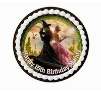 Wickd Musical Movie Personalised Edible Cake Topper & Matching Cupcake Toppers Printed on Icing Sheets - Round, Square, Costco, Cupcake Toppers - Happy Birthday (2. Round & cupcake toppers)