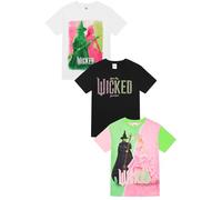 Wicked 3 Pack Girls T-Shirts Glinda Elphaba Multipack Tshirt for Kids (7-8 Years) Multicolor