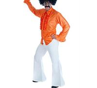 Wicked 70s Disco Fancy Dress Mens White Flares L