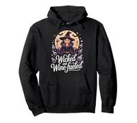 Wicked And Wine Fueled Witch Halloween Design Pullover Hoodie