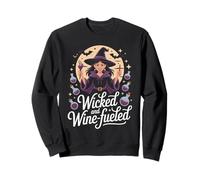 Wicked And Wine Fueled Witch Halloween Design Sweatshirt
