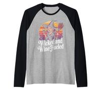 Wicked and Wine Fueled Witch Vibes Raglan Baseball Tee