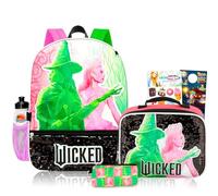 Wicked Backpack and Lunch Box Set - Bundle with 16” Elphaba and Glinda Backpack, Lunch Bag, Water Bottle, Pencil Holder, Tattoos, More | Wicked School Bag Set
