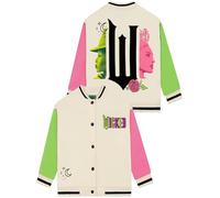 Wicked Baseball Jacket, Glinda And Elphaba Varsity Girls Jacket, Cotton Girls’ Jackets, Cream 7-8 Years