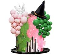 Wicked Birthday Decorations, 42Pcs Wicked Cake Topper Witch Hat Crown Mini Ballons Cupcake Toppers for Birthday Halloween Party Decorations Supplies