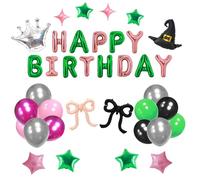 Wicked Birthday Party Decoration Set 37Pcs Decor Set Includes crown and wizard hat foil balloons Perfect for birthday party decorations