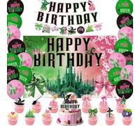 Wicked Birthday Party Decorations Pink Green Set Including Banner Cake Topper Balloons