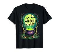 Wicked Brews Witchy Halloween Witch Cauldron T-Shirt
