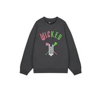 WICKED Broom & Wands Womens Dark Grey Sweatshirt | Classic Crew Neck Apparel | Long Sleeve Casual Top for Movie Fans Logo Merchandise