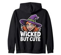 Wicked but Cute - Witch Portrait Halloween Zip Hoodie