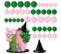 Wicked Cake Topper Witch Hat Crown 42Pcs Mini Ballons Cupcake Toppers for Birthday Halloween Party Decorations Supplies Wicked Cake Decorations Crown Topper Birthday