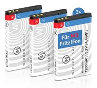 Wicked Chili 3 x Battery for AVM Fritz!Fon M3, Replacement Battery with +20% Capacity, Replacement Battery for Fritzfon VOIP Telephone, Accessories for Original Fritz Fon Battery BT239865 Mod