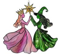 Wicked Colorful Suncatcher Dual Theme Acrylic Window Hanging Art Princess and Witch Design 2D Flat Acrylic Ornament Home Decor Gift Lovers Suncatchers Wicked Ornament Wicked Light Colorful Suncatcher