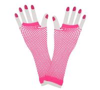 Wicked Costumes 80's Long Net Fingerless Gloves - Neon Pink- Fancy Dress Accessory