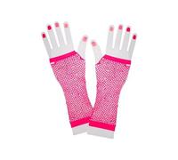 Wicked Costumes Adult 80's Long Net Gloves with Rhinestones - Neon Pink