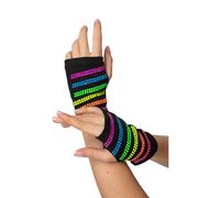 Wicked Costumes Adult 80's Multi-Coloured Neon Rainbow Bead Fingerless Gloves Fancy Dress Accessory