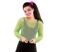 Wicked Costumes Adult 80's Neon Green Fishnet Long Sleeved Top (One Size UK 6-10)