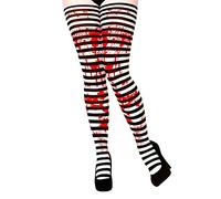 Wicked Costumes Adult Candystripe Black and White Tights with Blood