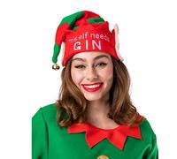 Wicked Costumes Adult Christmas This Elf Needs Gin Hat with Bell Santas Little Helper Fancy Dress Accessory Xmas (Gin)