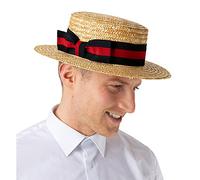 Wicked Costumes Adult Classic Straw Boater Hat with Black/Red Band