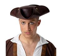 Wicked Costumes Adult Deluxe Leather Look Caribbean Pirate Captain Fancy Dress Hat